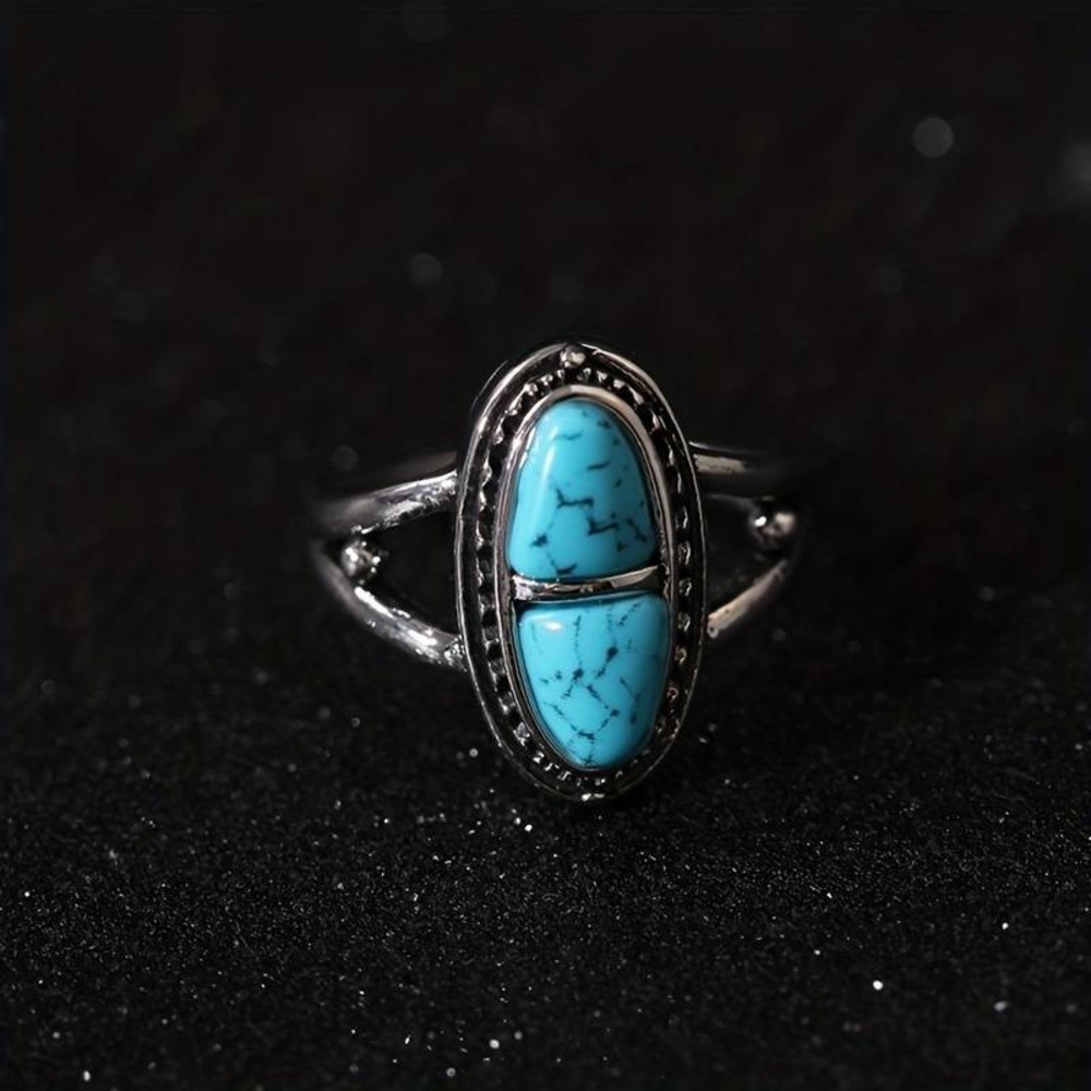 New Natural Blue Turquoise Navajo Genuine Silver Handmade OOAK Ring - Picture 11 of 16